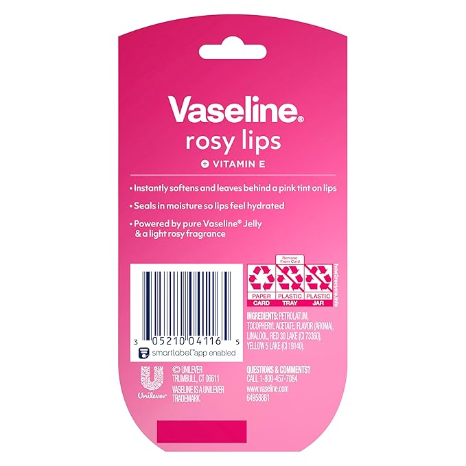 Vaseline Lip Therapy 2 ct Rosy Lips Mini For Dry, Chapped Lips Moisturizing Tinted Lip Balm 0.5 oz