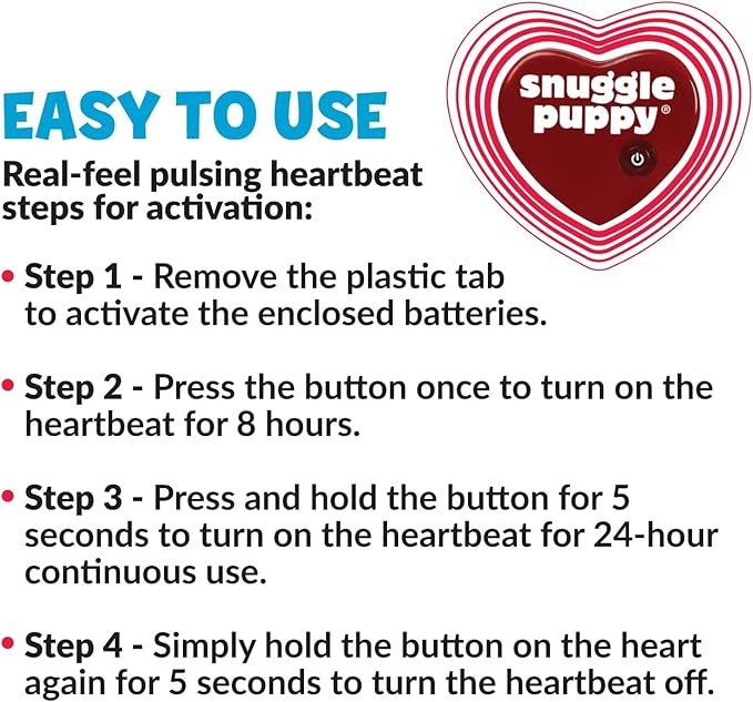 Original Snuggle Puppy Toys - Heartbeat Puppy for Dogs - Pet Anxiety Relief and Calming Aid - Comfort Dog Toys for Behavioral Training - Plus 6 Heat Packs