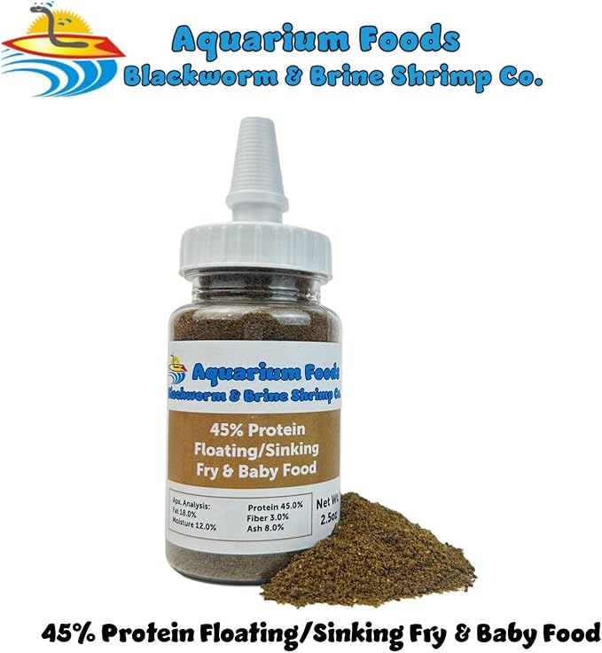 Aquatic Foods Inc. 45% Protein Floating/Sinking Vitamin Enriched Food for Tropical Fish Fry, Babies, Guppies, Tetras, Bettas, Nano Fish, Corals, Anemones, Reef Tanks…2.5oz Squeeze Bottle