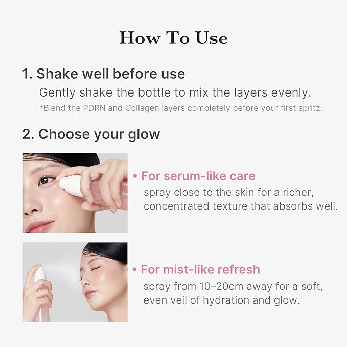medicube Jelly Mist Serum with Pink PDRN Collagen | Dual-Texture Glow Spray with Niacinamide, Glutathione, Ceramide, Hyaluronic Acid | for Hydration, Radiance, Plump-Looking Skin | 3.38 fl.oz