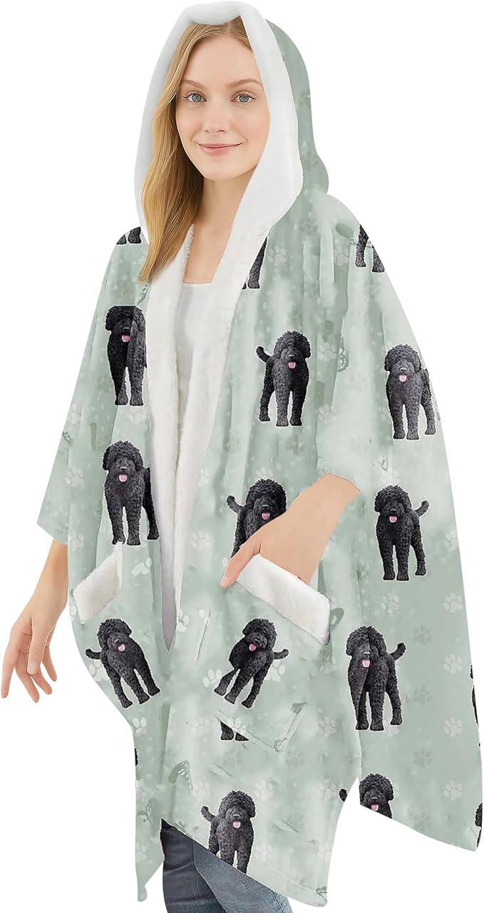 E&S Pets Sherpa Wearable Blanket Hoodie for Women – Soft Fleece Snuggs Wrap – 32 Dog & Cat Breeds – Warm Pet Lover Gifts