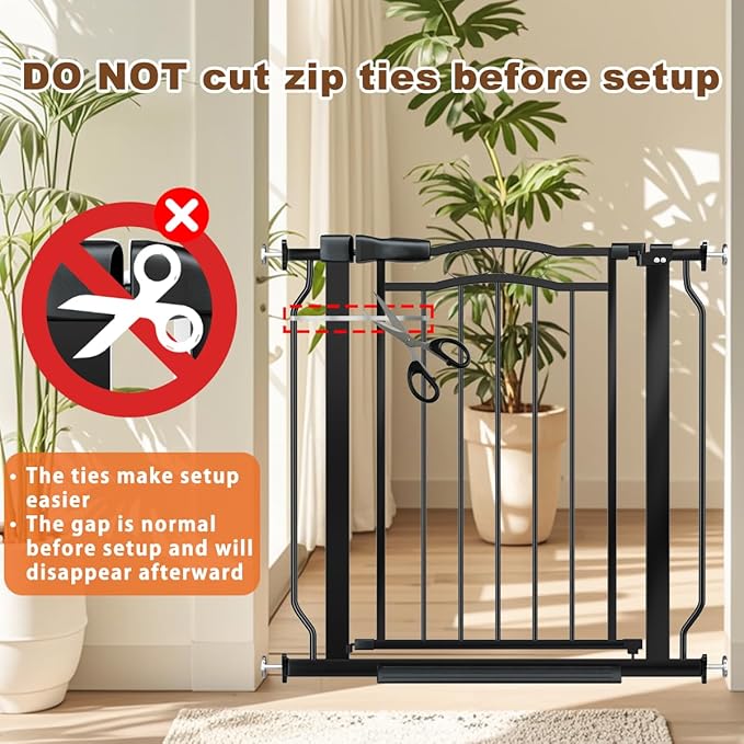 53.1-62.2" Extra Wide Baby Gate for Stairs No Drilling, 30" Tall Auto Close Press Mounted Baby Gate for Doorways, Adjustable Width Walk Through Dog Gates for Doorways, Black