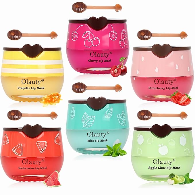 6 PCS Bee Lip Balm Lip Mask Honey Pot, Mothers Day Gifts, Honey Balm Lip Mask Overnight Moisturizing Lip Balm,Sleeping Lip mask Hydrating Prevention Dry & Cracked,Party Favors Birthday Gifts for Women