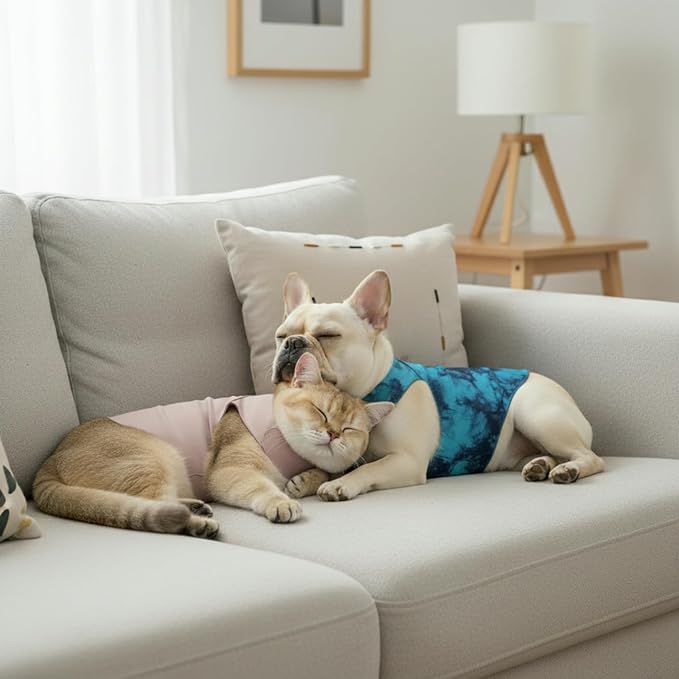 DAJIDALI® Modular Dog & Cat Anxiety Jacket, 2-Piece Calming Vest with Detachable Ear Hood, Silent Self-Adhesive Fabric, Thunder Relief & Post-Surgery Recovery Wrap