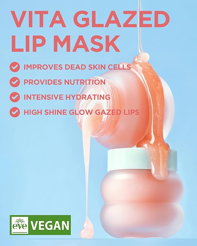 TOCOBO Vita Glazed Lip Mask – Vegan Overnight Lip Sleeping Mask for Dry, Chapped Lips | PHA (Lactobionic Acid) Gentle Exfoliation | Non-Sticky Glazed Balm, Korean Skincare, 0.68 oz