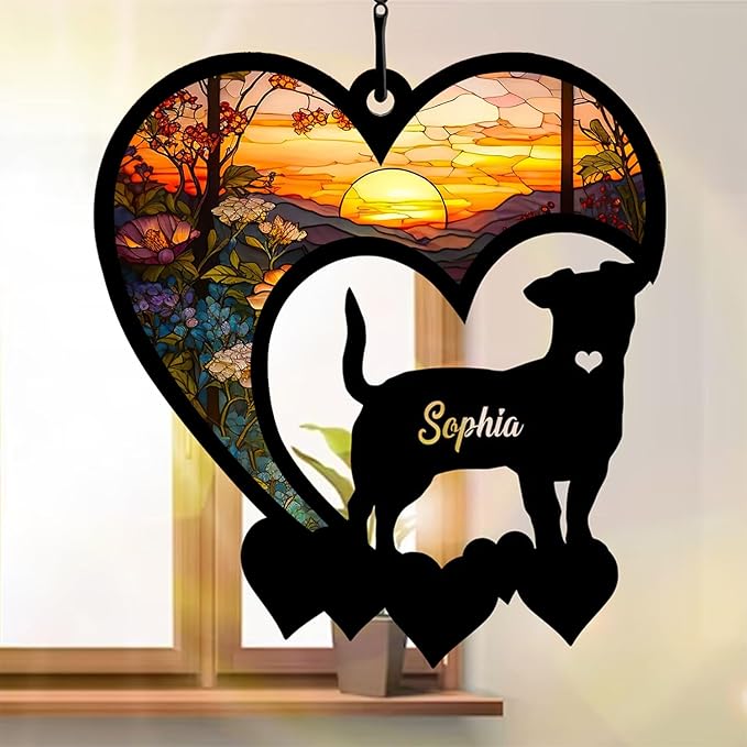 Nazenti Personalized Dog Memorial Suncatcher - Custom Pet Sympathy Gift for Dog Lovers - Christmas Tree Ornament