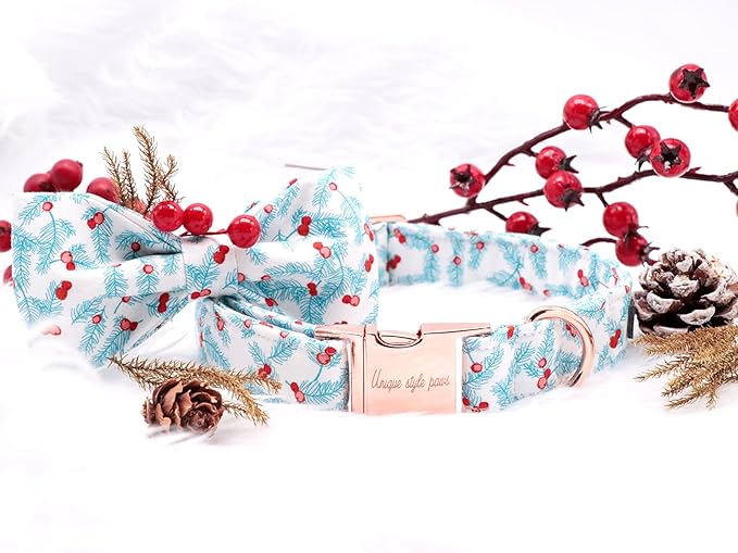 Unique style paws Christmas Dog Collar, Pet Collar Dog Bow tie Collar Gift for Girl or Boy Dogs, Adjustable Dog Collar for X-Large Dogs