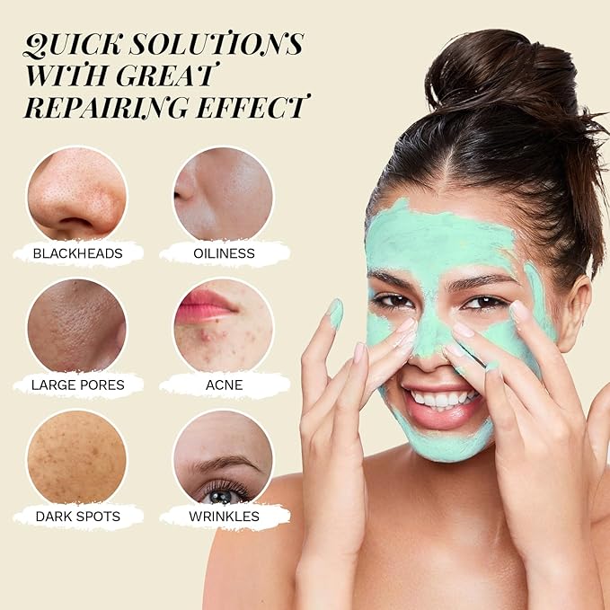 ANAI RUI 3 Pcs Pore Cleansing Face Mask Set Green Tomato Clay Mask - Turmeric Vitamin C Facial Mask Red Bean Refreshing Pore Mask, Relaxing Spa Gift Set Self Care for Women/Teens Girls 2.5 oz each