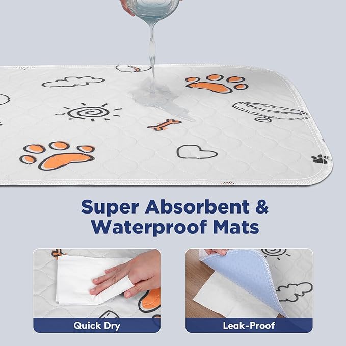 Washable Pee Pads for Dogs, 2 Pack Large 41"x41" Super Absorbent Reusable Pads for Dog Training Pads, 100% Waterproof Non-Slip Whelping Pads Dog Playpen Crate Mat Bed Pads