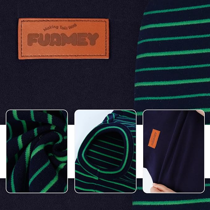 FUAMEY 2 Pack Dog Fleece Vest for Small Dogs,Maltese Chihuahua Stretchy Dog Sweatshirts Warm Dogs Pullover Winter Pet Sweaters with Leash Hole Puppy Turtleneck Sleeveless Green Stripes S