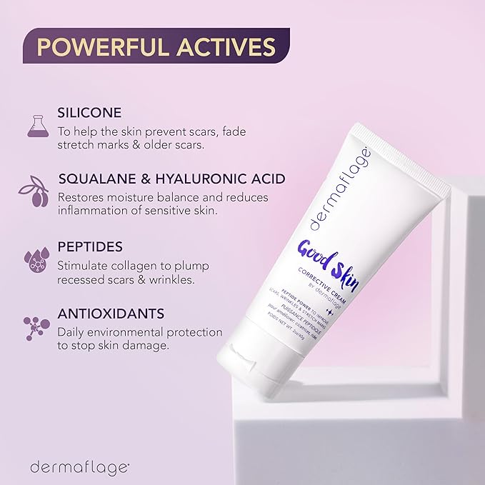 Dermaflage Acne Scar Removal Cream With Peptide Power, Fade Acne, Surgical Scars, Stretch Marks And Wrinkles With Good Skin, 2 oz.