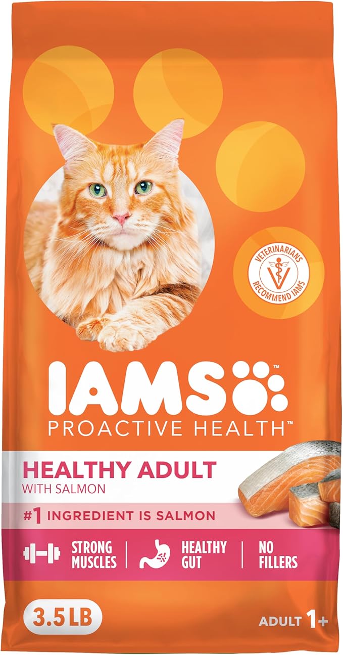 IAMS Proactive Health Adult Healthy Dry Cat Food with Real Salmon, 3.5 lb. Bag