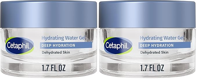 Cetaphil Deep Hydration Skin Restoring Water Gel with Hyaluronic and Polyglutamic Acid, Face Moisturizer, 72 Hour Hydration, For Dry, Dehydrated Sensitive Skin, Fragrance Free, 1.7 oz (Pack of 2)