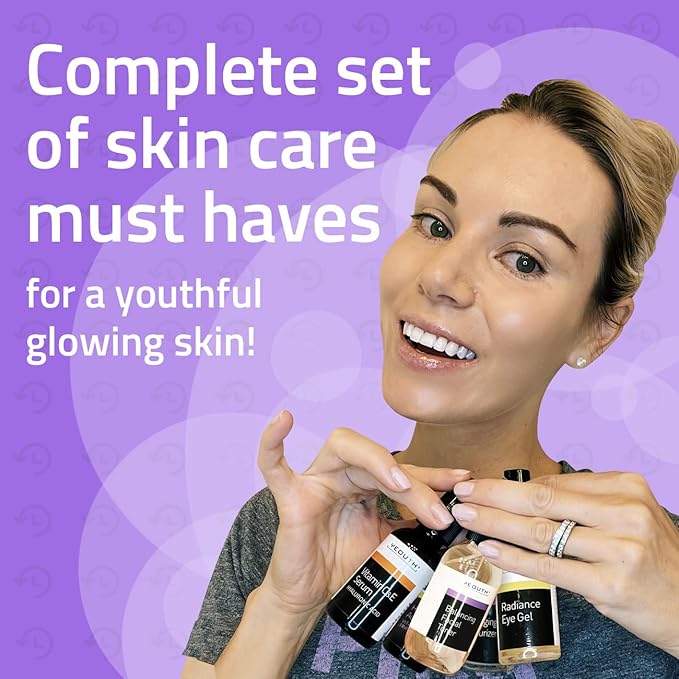 YEOUTH Skin Care Set: Hyaluronic Acid Serum for Face, Vitamin C Serum, Facial Toner, Under Eye Gel, Face Cream, Valentine’s Day Skincare Gift Set for Women & Men 5-Piece