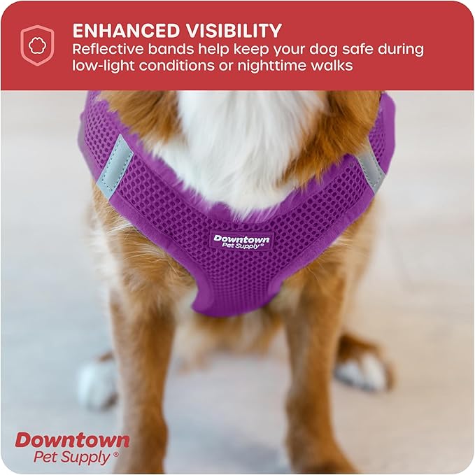 Downtown Pet Supply Step in Dog Harness No Pull, X-Large, Purple - Adjustable Harness with Padded Mesh Fabric and Reflective Trim - Buckle Strap Harness for Dogs