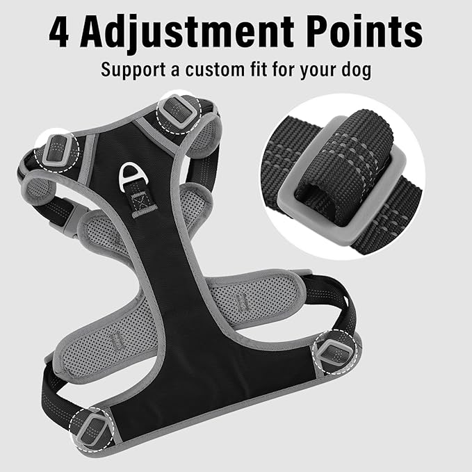 Plutus Pet No Pull Dog Harness, Release at Neck, Reflective Adjustable Dog Vest Harness, Easy Control Handle for Walking, for Small Medium Large Dogs, Black, XL