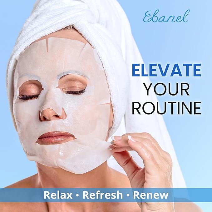 Ebanel 20 Pack Collagen Face Mask with Hyaluronic Acid, Vitamin C, Peptide, Aloe, Instant Brightening Hydrating Face Masks Skincare Korean Sheet Mask, Skin Firming, Lifting Anti Aging Facial Masks