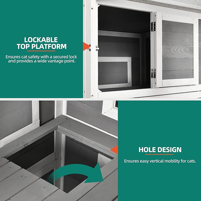YITAHOME Large Cat Catio 4 Tiers Outdoor Cat Enclosures for Indoor Cats 77.9" Walk in Cats Cage with Weatherproof Roof, 3 Resting Rooms, Scratcher Ramp & Space Capsule Bed, 5 Windows
