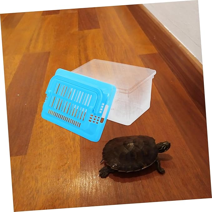 Portable Fish Tank 5.1X3.5X5.1 Inch Handheld Aquarium Transparent Turtle Box Plastic Pet Hamster Carrier Travel Reptile Terrarium