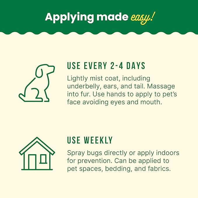 Sunday Pet Protect Flea, Tick, & Mosquito Spray – Natural, Effective Bug Spray for Dogs – Kills, Controls, Prevents Biting Pests with Cedarwood & Soybean Oil – 24 oz