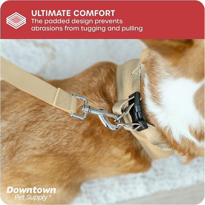 Downtown Pet Supply Step in Dog Harness for Small Dogs No Pull, X-Small, Khaki - Adjustable Harness with Padded Mesh Fabric and Reflective Trim - Buckle Strap Harness for Dogs