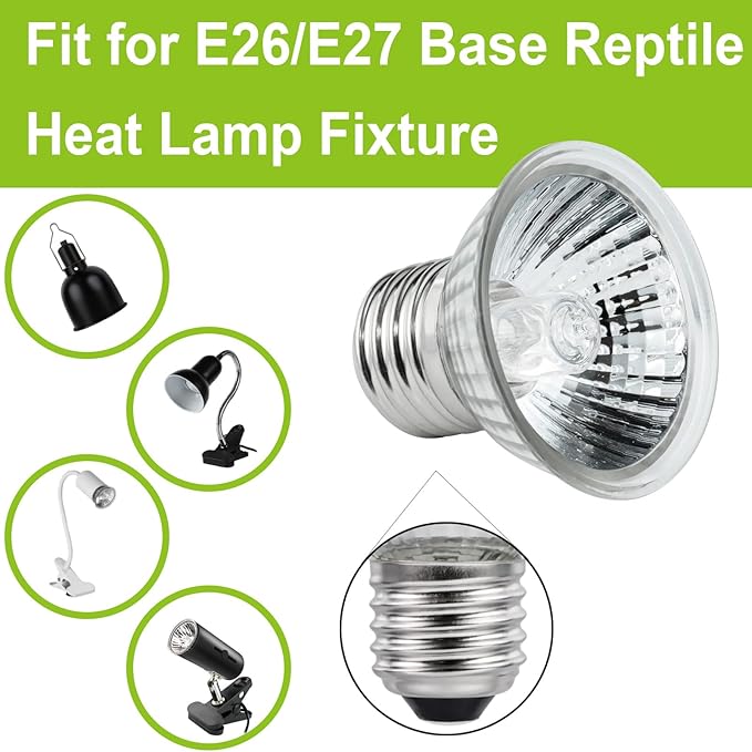 UVB UVA Reptile Light Bulb 50W Bulb for Reptiles and Amphibians Use for Turtle, Bearded Dragon, Lizard Cages Heat Lamp Replacement Bulb, 4 Packs