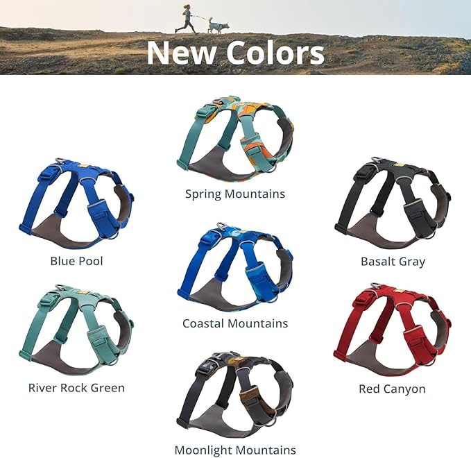 Ruffwear, Front Range Dog Harness, Reflective Soft Padded Everyday Harness with Dual Leash Clips, Adjustable and Lightweight Fit for Training or Walking for All Dogs, Red Canyon, Medium