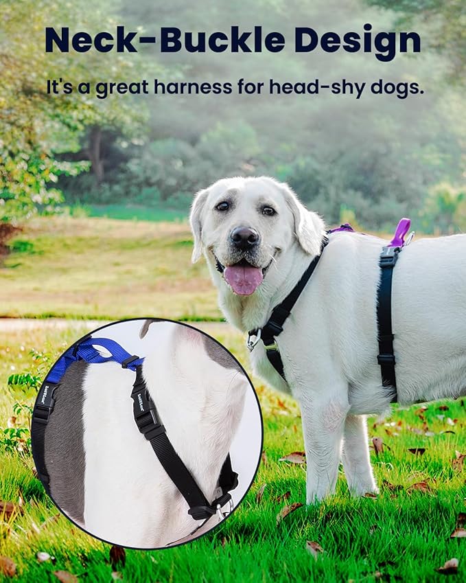 Non-Restrictive Dog Harness Medium Sized Dog, Easy Walk Freedom No Pull Harness, Keep Balance, Neck-Buckle, Every Part is Adjusterable, Back and Front Leash Clips, Red/Black