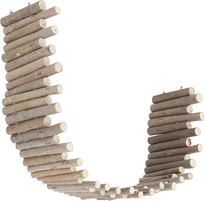 Hamster Bridge, Safe Chewable Hamster Ladder, Adjustable Wooden Chinchilla Cage Accessories Easy Install, Suitable House for Turtles, Rat, Lizards, Rodents, 11.8in