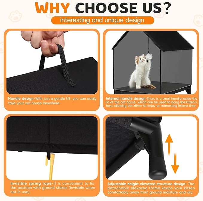 Outdoor Cat House/Waterproof Cat Shelter: Elevated Design with Thermal Insulation, Cold and Wind Resistance, Easy to Move – Provides Cats with a Comfortable Resting Space.