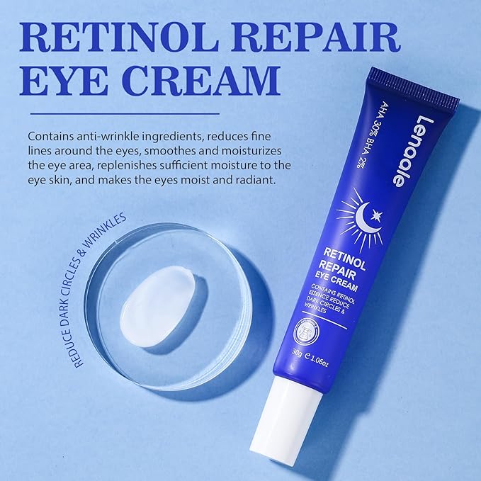 Retinol Eye Cream, Hydrating Under Eye Care Daily Wrinkle Cream, Infused with AHA30% to Smooth and Hydrate Skin, Eye Crea for Dark Circles Treatments, Reduce Under Eye Bags, Smooth Wrinkles