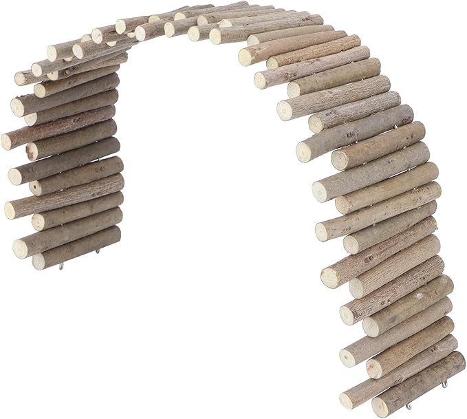 Hamster Bridge, Safe Chewable Hamster Ladder, Adjustable Wooden Chinchilla Cage Accessories Easy Install, Suitable House for Turtles, Rat, Lizards, Rodents, 11.8in