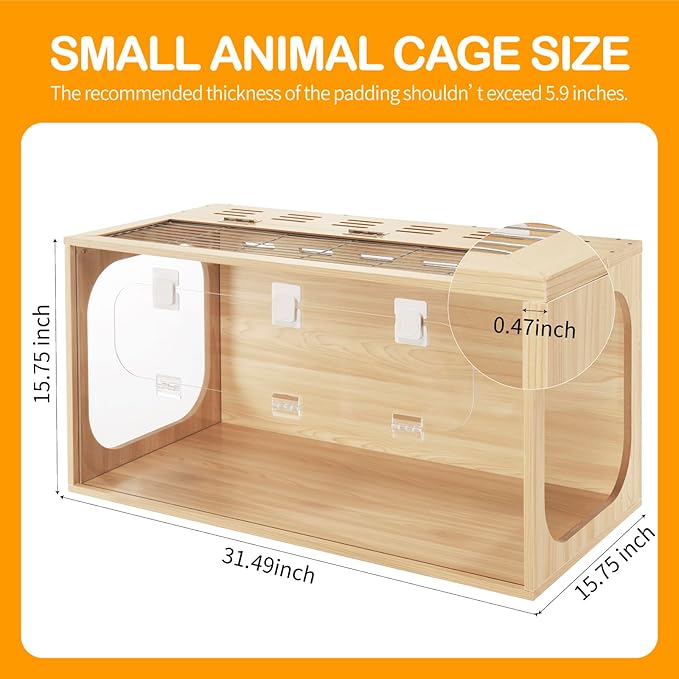 Durable Hamster Cage,Large Hamster Cages and Habitats,Thickened Acrylic Small Animal Cage,Top & Front Openable,Breathable & Easy to Assemble