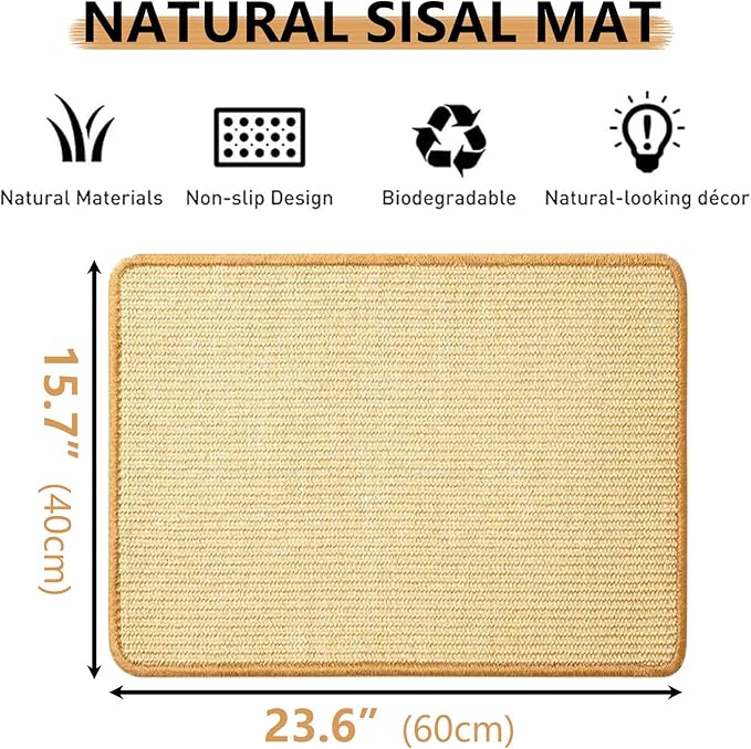 2PCS Rabbit Scratch Mat Natural Bunny Scratching Pad Claws and Teeth Care Rabbit Mats for Cages Chew Toys for Bunny Pet Cage Bedding for Biting Sleeping Nesting, 24x16