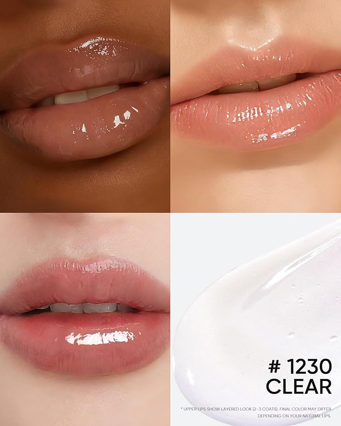 Peptide Brightening Lip Serum, Hydrating & Plumping Tinted Lip Gloss, Moisturizing Lip Balm with Polypeptides & Squalane for Glossy Sheer, Smooth Lips(00 Clear)