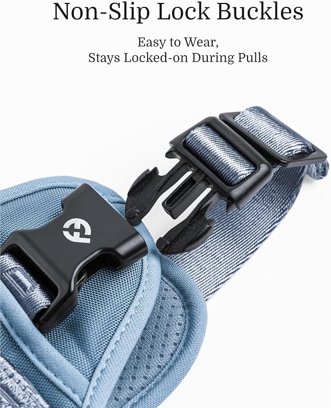 2025 New Edition, Fei & Eve Classic Dog Harness - Quick-Release Buckles | 3-Point No-Pull Control | Heavy-Duty 900D Nylon | Dual Safety Handles | Breathable Mesh | Adjustable Fit | Large,Blue