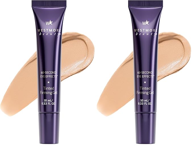 Westmore Beauty 60 Second Effects Tinted Firming Gel - Under Eye Cream For Puffiness And Bags Under Eyes - 10 mL Light to Medium - 0.33 Fl Oz (Pack of 2)