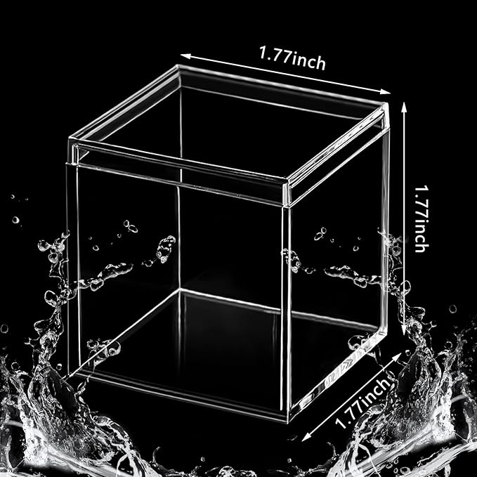 Juexica 12 Pcs Clear Acrylic Box with Lid Plastic Small Acrylic Boxes Decorative Storage Box Jewelry Display Mini Clear Container for Home Candy Pill Tiny Jewelry(Square,1.8 x 1.8 x 1.8)