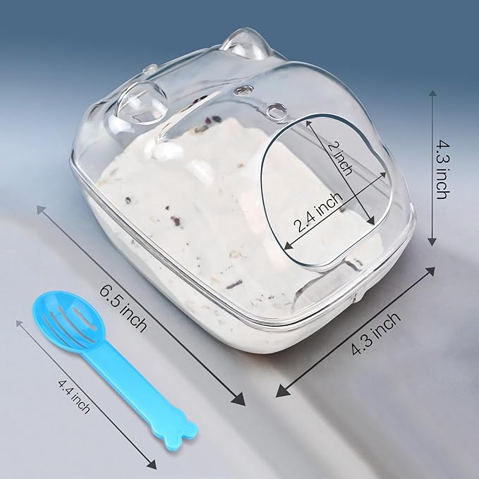 Hamster Bathtub,Hamster Bathroom,Small Animal Habitat Décor,Sand Bath Container Transparent Beds,Hamster Bed,Ice Bathtub,Sleep Pad Nest,Sand Bath Box for Small Pet Animals Cage Accessories（L）