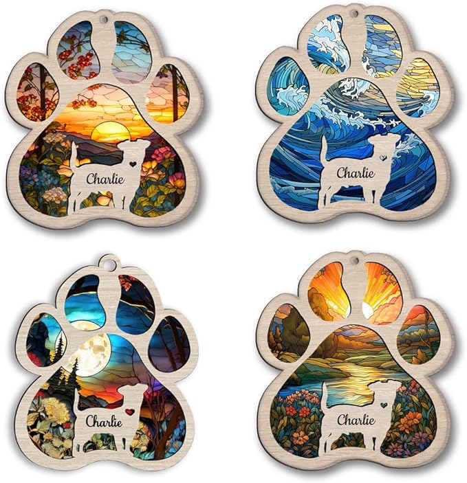 Nazenti Personalized Dog Memorial Suncatcher - Custom Pet Sympathy Gift, Christmas Tree Ornament for Dog Lovers