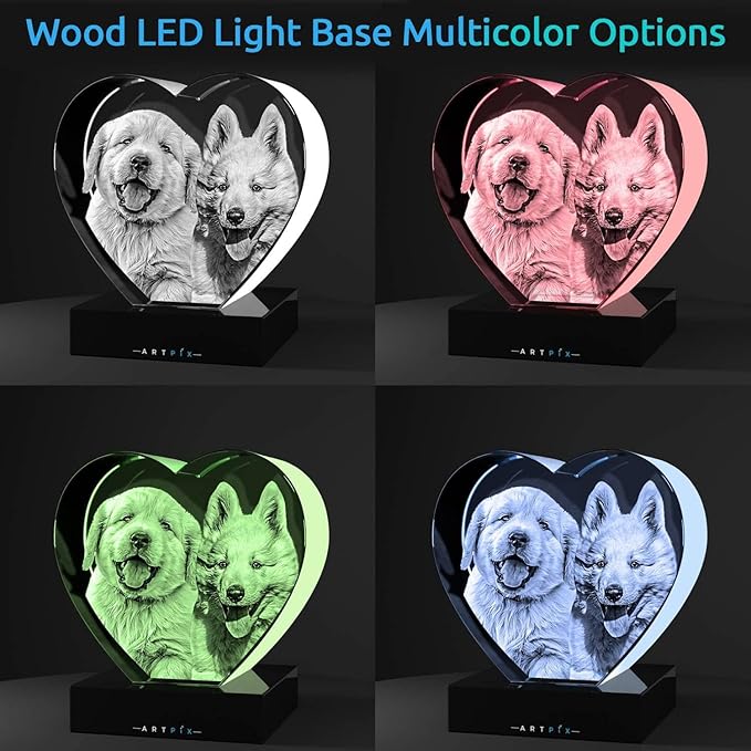 ArtPix 3D Crystal Photo, Christmas Personalized Gifts for Women, Wife, Her, Him, Men, Husband, Grandma, Great Xmas Customized Gift with Your Own Photo, Custom Glass 3D Laser Etched Picture Wedding