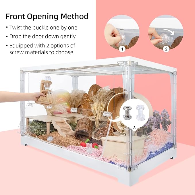 Niteangel Stacker Series Hamster Cage - Stackable & Large Glass Enclosure for Hamster Gerbils Mice Lemming Degus or Other Small-Sized Pets