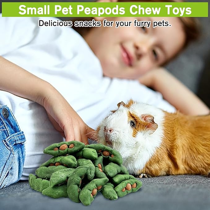 Fhiny Peapods Hamster Chew Toys, 12 PCS Natural Timothy Grass Carrot Guinea Pig Chew Toys for Teeth Handmade Small Animal Molar Snacks Dental Care for Bunny Chinchilla Hamster Gerbil Boredom Breaker