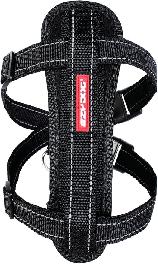 EzyDog Chest Plate No Pull Dog Harness – Escape Proof Harness with Reflective Stitching and Comfort Padding for Easy Walks, Training & Control - Car Restraint Included (X-Small, Black)
