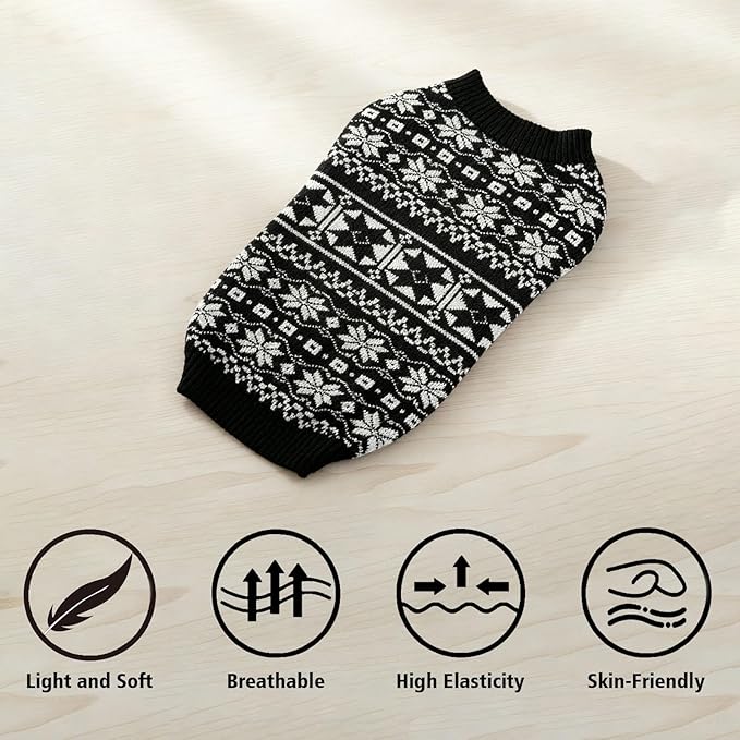 Cat Jumpers for Cats Only-Soft Warm Knitted Cat Sweater,Fair Isle Cats Jumper,XS Kitten Jumper,Kitten Winter Clothes & Pet Sweater for Kittens(Black & White Jacquard,Fair Isle Pattern).(M)