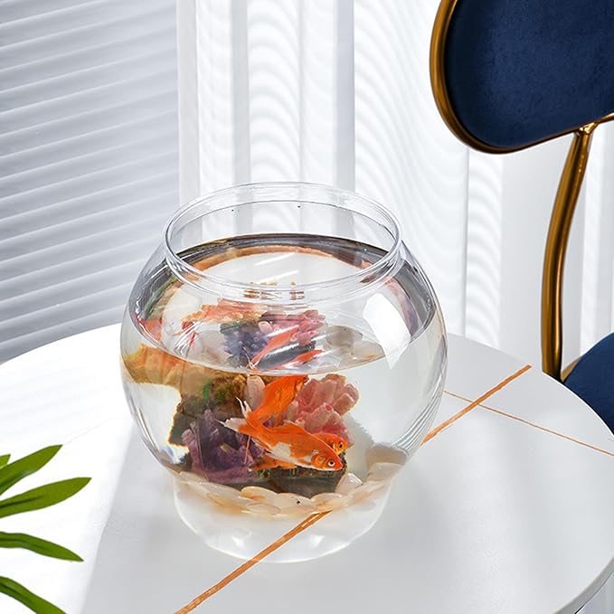 Alipis 3Pcs Plastic Fish Bowl, Clear Gold Fish Bowl Shatterproof Small Betta Fish Tank Desktop Round Aquarium Multi-Purpose Bowl for, Drinking, Candy Holder, Vase, L