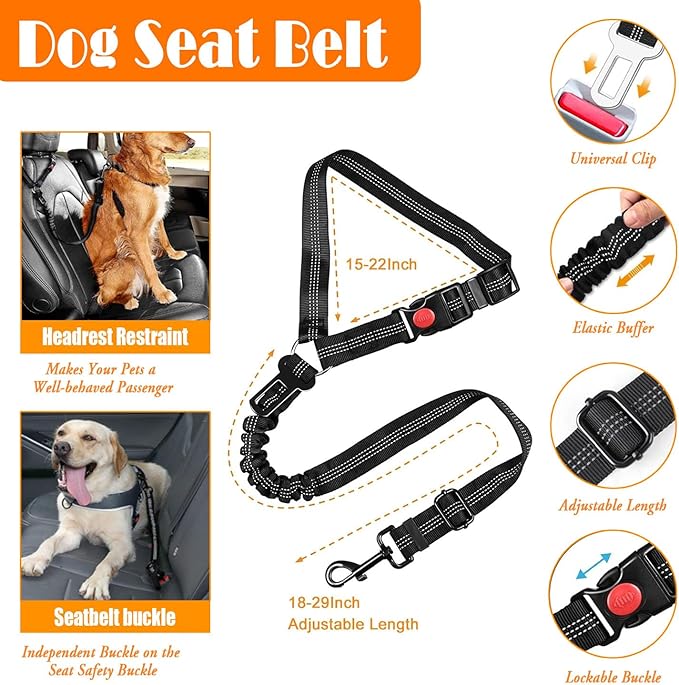 No Pull Dog Harness, Collar & Leash Set | Includes Dog Seat Belt, Collapsible Bowls & Poop Bag Dispenser. Ideal for Training, Walking, Hiking. Fits Small to Large Dogs(Pink-S)