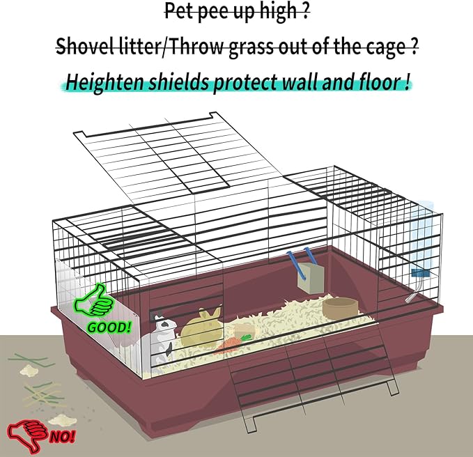 Oncpcare 12 Pack Pet Plastic Cage Liner Protection 14'' x 6'' Rabbit Cage Urine Guard Clear Cage Edge Liner Guinea Pig Side Lining Small Animal Cage Accessories - Keep Litter in The Cage