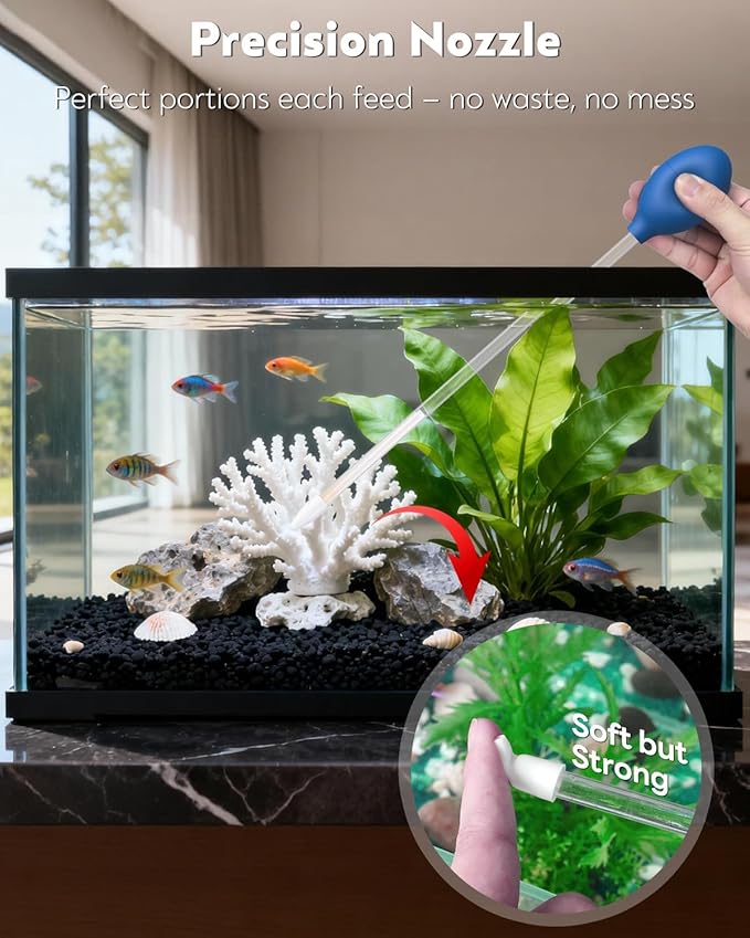 Pawfly Aquarium Coral Feeder Kit, 13.7" & 15.7" Long Tube with 11" Long Tweezers, Coral Food Feeders for Reef Marine Fish Shrimp, Long Acrylic Syringes with Stainless Steel Aquarium Tweezers
