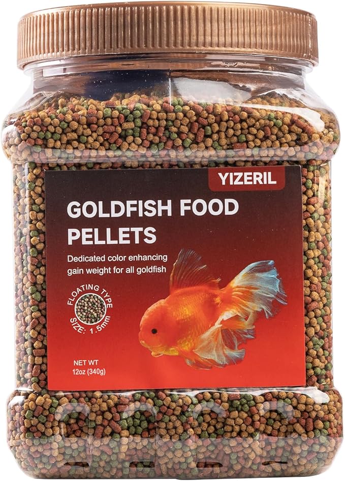 Floating Goldfish Food Pellets – 12oz Pond Fish Food Natural Color Enhancing, Promotes Growth with Natural Antarctic Krill & Spirulina, Clear Water Formula